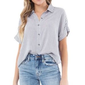 Splendid Short Sleeve Stripe Button Down